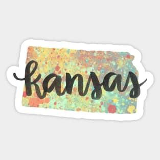 kansas - calligraphy and abstract state outline Sticker